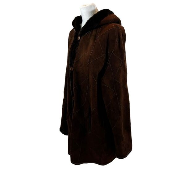 Ladies Marco Gianotti Suede and Shearling Hooded Parka Size Large - Picture 5 of 16